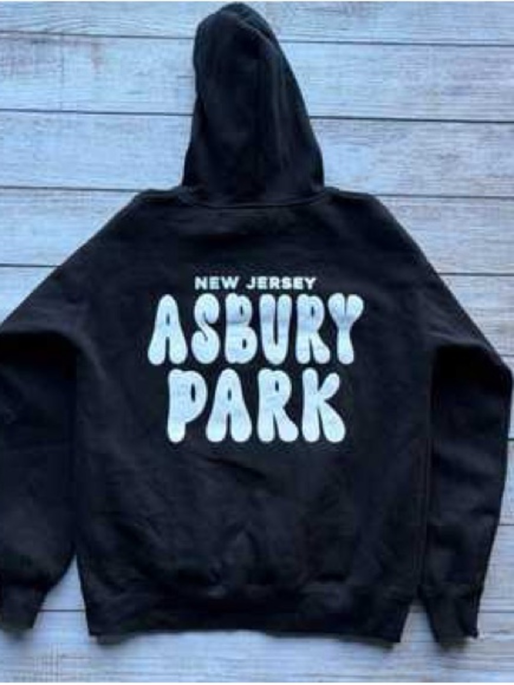 Vintage Havana Black Kids Hoodie with White Asbury Park Graphic
